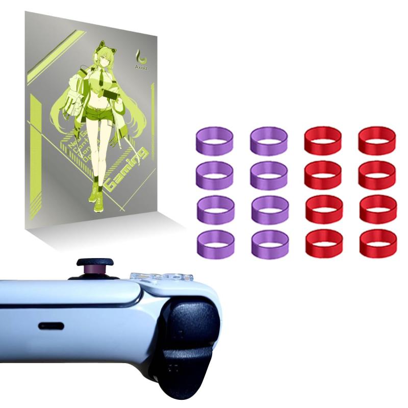 Axisiz 日本製スティック保護リング シリコンリング プロコン PS4 PS5 スティック保護リング ドリフト現象防止 簡単装着 エイム向上 コントローラー粉吹き 削れ防止 リング2色各8個合計16個入
