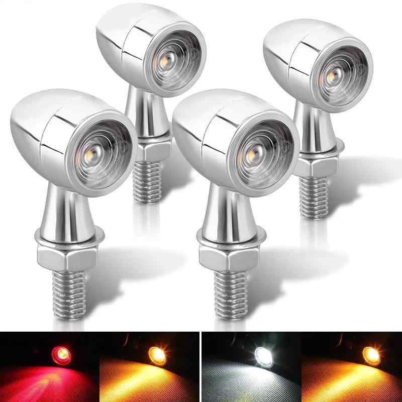 バイク 金属 レトロ LED 小型 方向指示灯 ストリート クロスカントリー ミニ ターンシグナル 12V 信号灯 電球