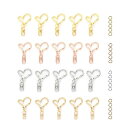 YFFSFDC キーホルダー金具 20個 回転カン付き ワンタッチキーホルダー カワイイ DIY用パーツ 手作り キーリング シルバー ゴールドなど4色 (ハー...