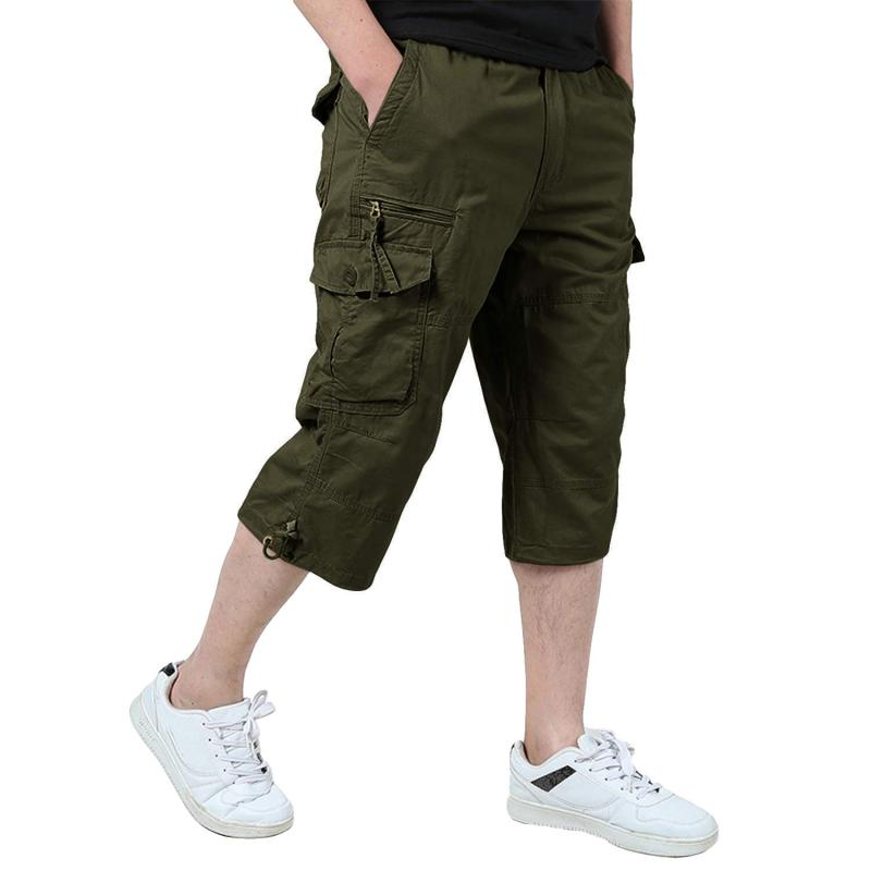 ハーフパンツ メンズ カーゴ ショートパンツ 大きいサイズ 半ズボン ゆったり コットン 夏用パンツ 男 作業用 半パン フィッシングウェア 釣り グリーン OD XL