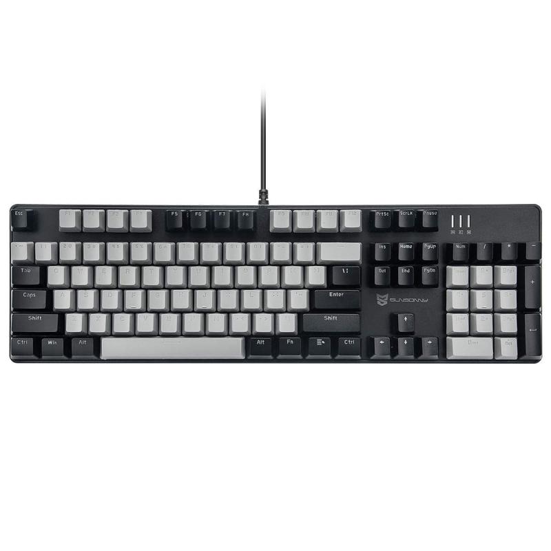 乐天商城 - Merdia メカニカル式ゲーミングキーボード 全104キーボード US配列 USB有線キーボード LEDバックライト付き (青軸-ブラックとグレー)