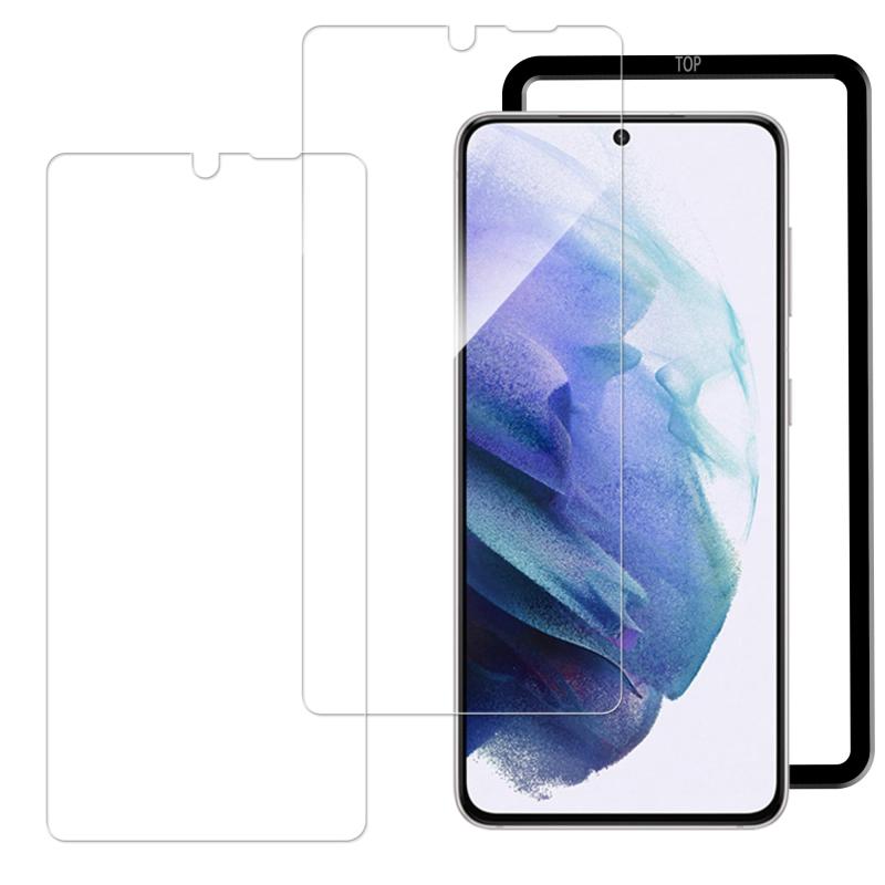 HUAKE galaxy s22 フィルム【(2枚)ガラスフィルム +ガイド枠付き】ガラスフィルム Galaxy S22 SC-51C SCG13 用 国産硝子素材製 強化 ガラス 指紋防止 液晶 保護 フィルム