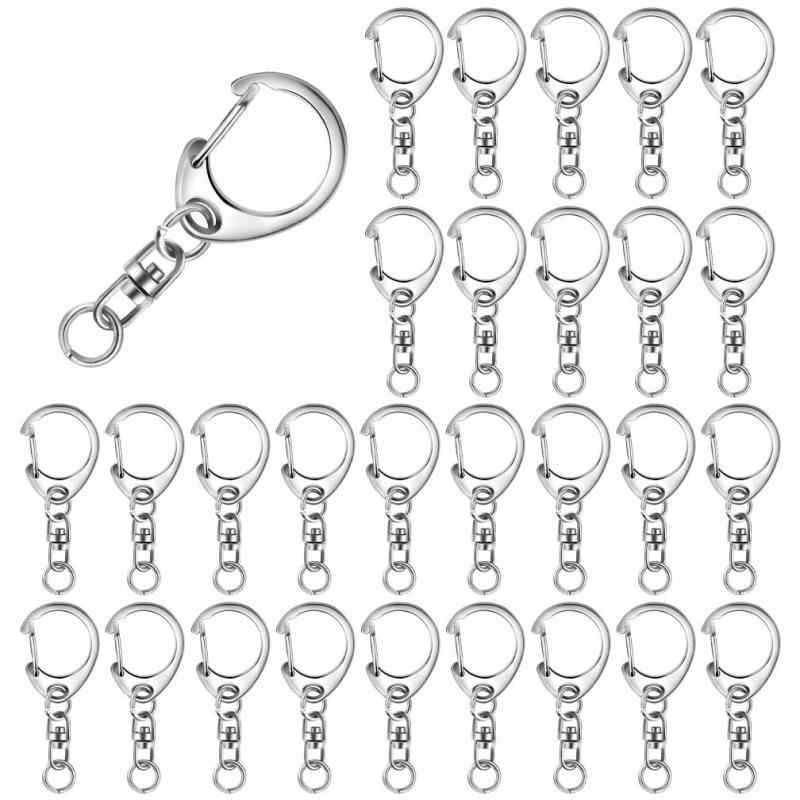 Lasoll キーホルダー金具 50個入り キーホルダー パーツ キーリング リング チャーム ストラップ ナスカン 回転フック 丸カン 付き ワンタッチ 手芸...