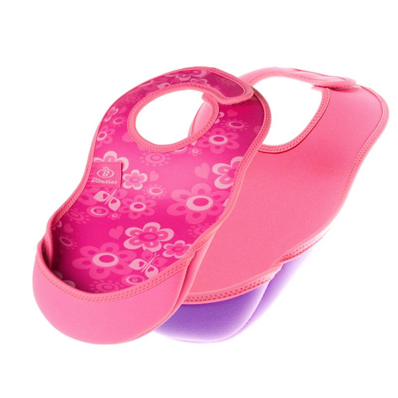 Bibetta(ビベッタ) お食事エプロン 洗濯機で洗える スタイ 袖なし 離乳食 保育園 食事用スタイ ウルトラビブ 2枚入り バタフライ/ピンク
