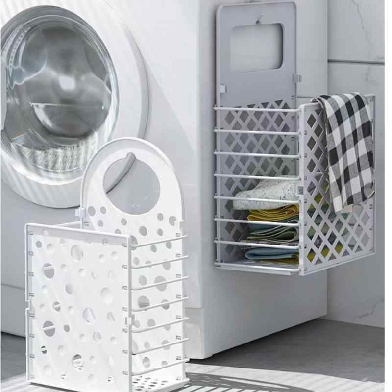 Rectangular - 収納かご 収納バスケット 壁掛け プラスチック 家庭用 バスルーム 折り畳み 大容量 グレー ベージュ
