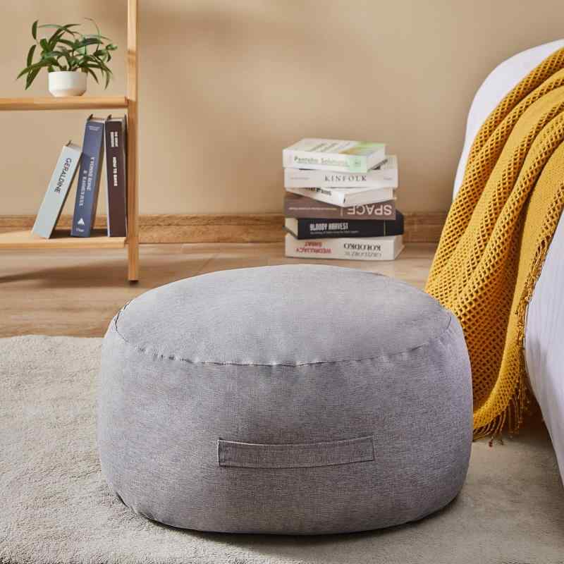 Topfinel 布団収納袋 クッションになる布団収納ケース ふとん収納 布団衣装ケース 羽毛ふとん収納 持ち手付き ふた付き 円形 ライトグレー(直径58×28cm)