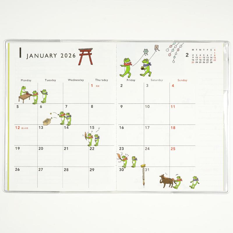 グリーティングライフ かえるの時間 手帳 2026年 A6 ウィクリー ソフトカバー 喫茶 CD-1383-MK (2026年..