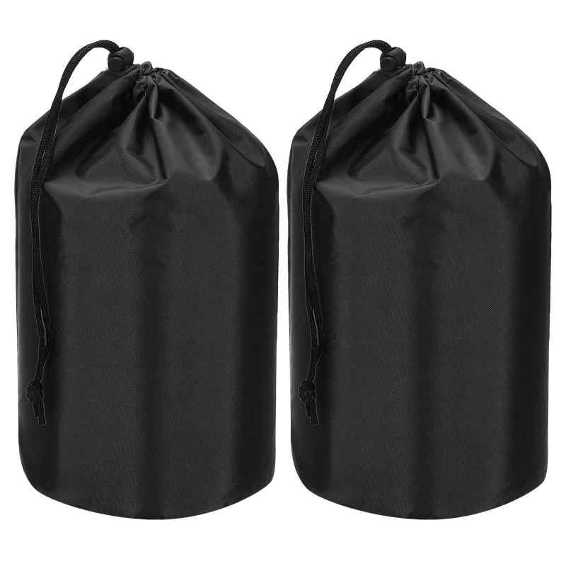 Rakuten - PATIKIL 2個セット スタッフバッグ 13 x 25cm 防水バッグ 登山 軽量 巾着袋 収納バッグ ハイキング 海水浴 釣り ビーチ 水泳 温泉 キャンプ 旅行 黒