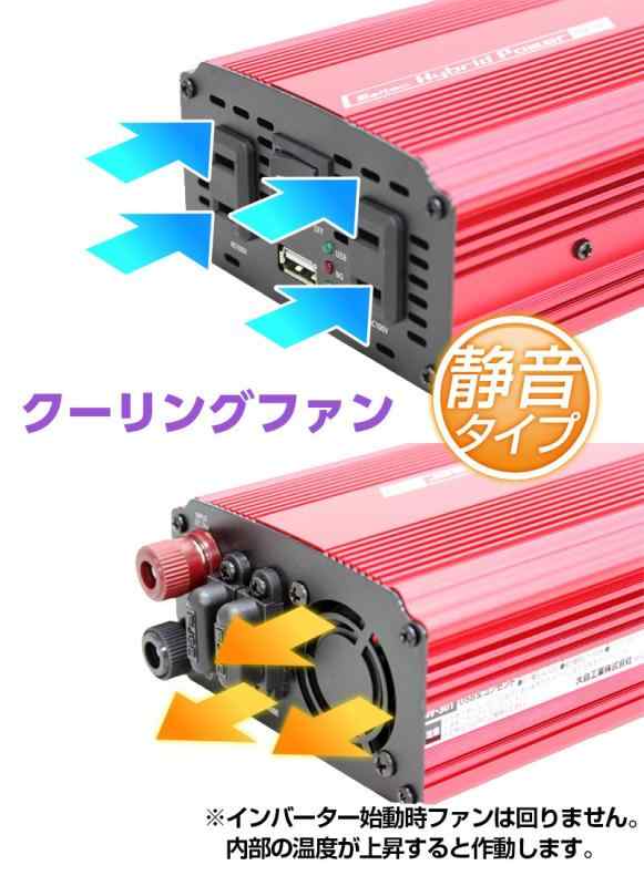 メルテック(meltec) 車載用 インバーター 2way(USB&コンセント) DC24V コンセント2口(120W/300W) USB1口2.4A 静音タイプ Meltec SIV-301