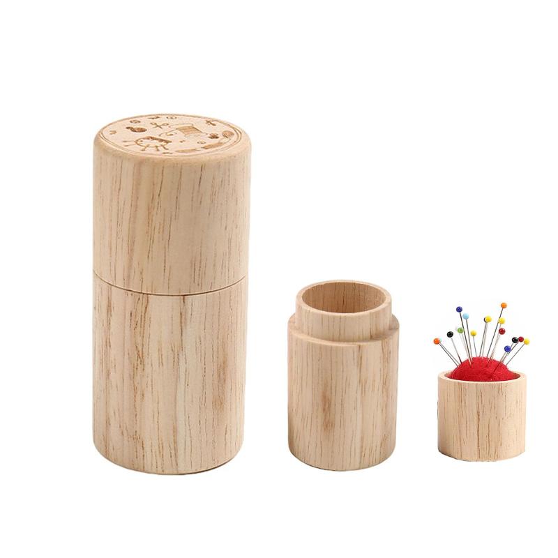 針山 ピンクッション 木製ベース 刺繍針クッションベース 針ケース 蓋付き 可愛い 針刺し ピン固定具 ..