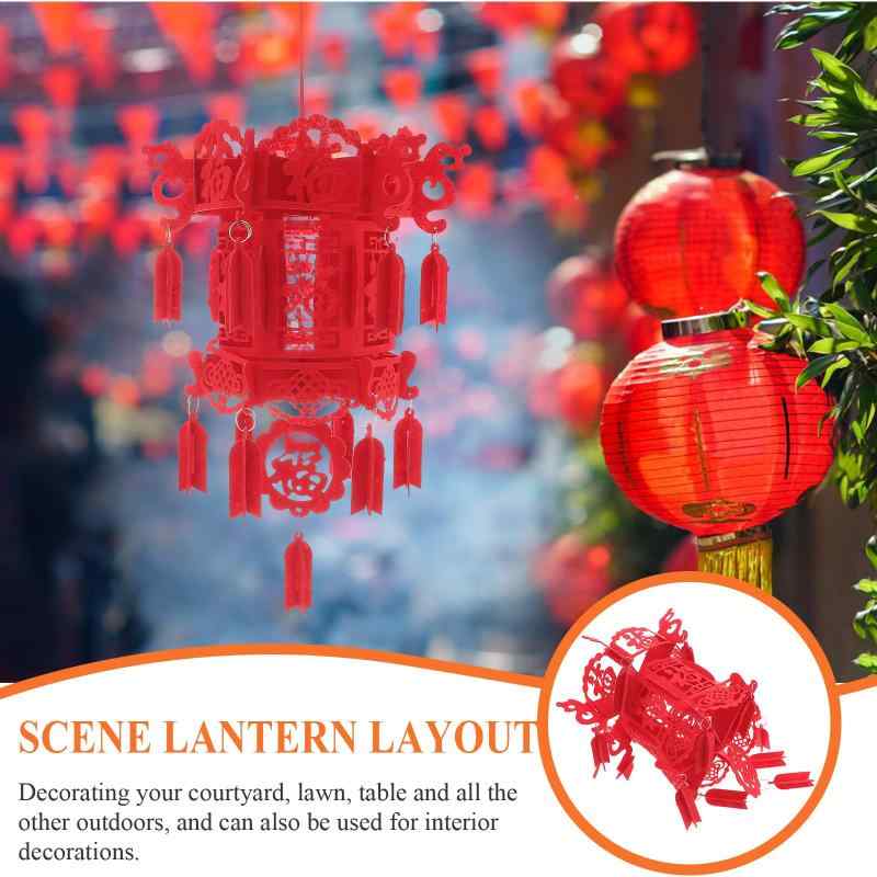 iplusmile 中華 提灯 飾り 2pcs 3D 紙ちょうちん 赤 中国伝統的赤い提灯 ラッキー飾り 吊りランタン 家..
