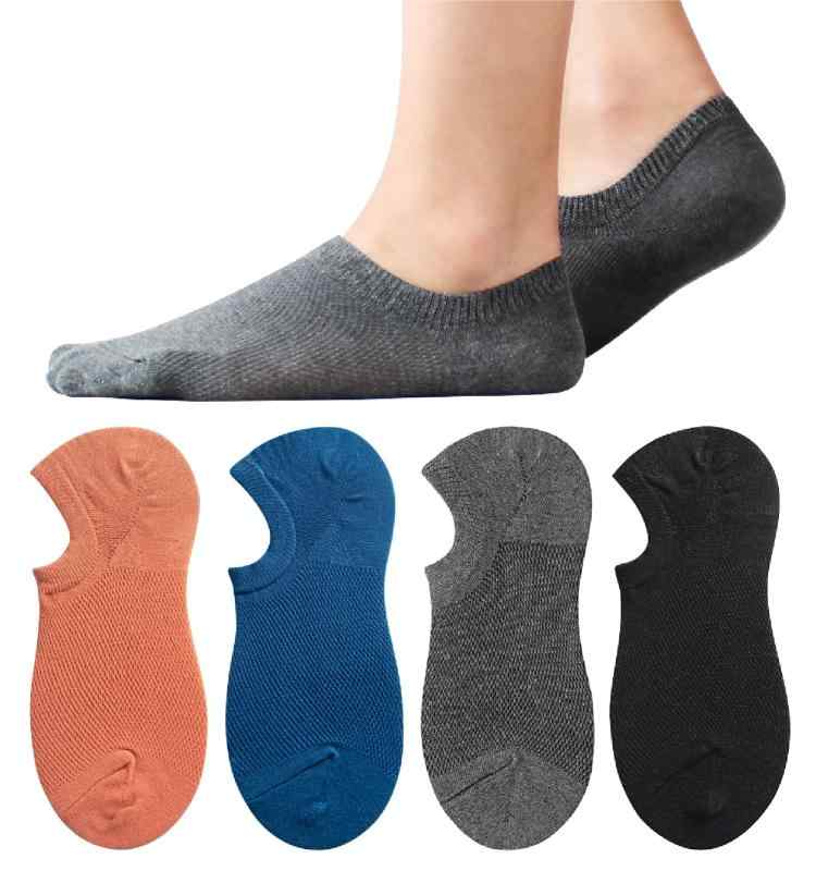 [PIENILO] 靴下 メンズ くるぶし 夏 涼しい メッシュ 黒 薄手 スニーカー丈 黒靴下 くるぶしソックス 踝 フットカバー 脱げない 25-27cm 27-29cm 4足 8足 セット (25.0-27.0cm, カラー4P)