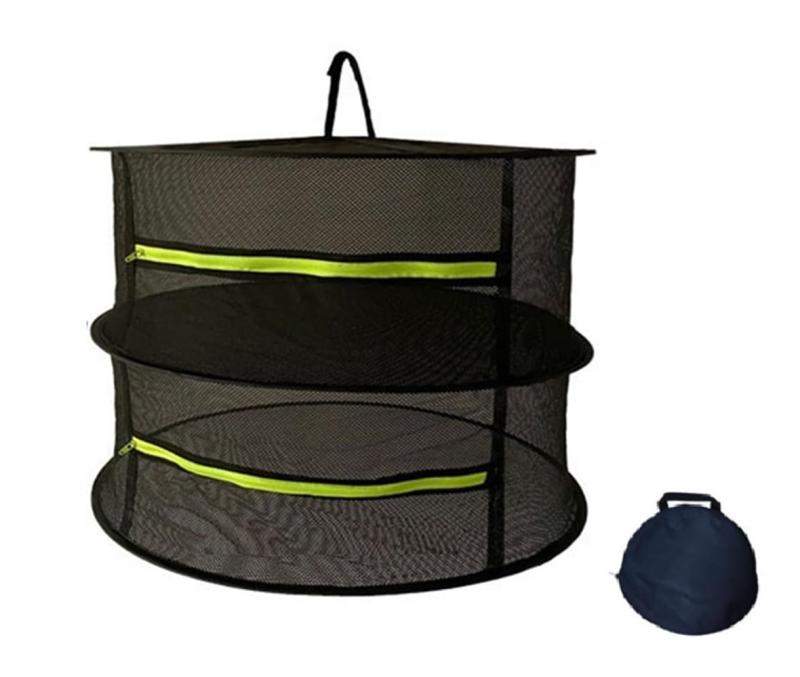 DIFEIUKI 物干しネット 2段構造 吊り干しかご ハンギング ドライネット 通気性 折りたたみ 平干しネッ..