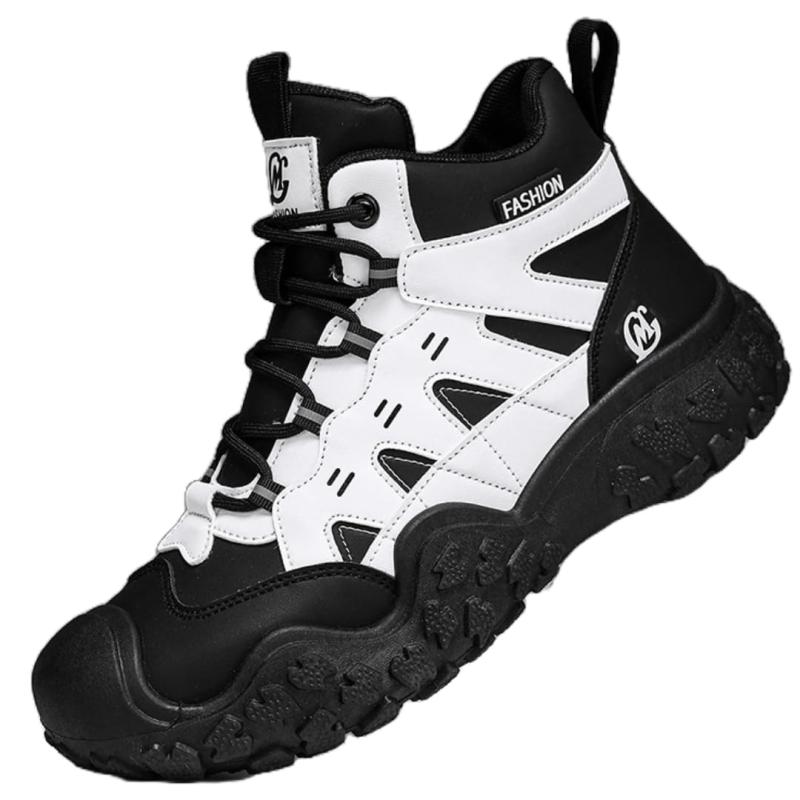 [FleurUneffe] ファッション ハイカットスニーカー, 26.5cm 靴 シューズ ストリート HIPHOP,トレッキングシューズ風 アウトドア対応, 耐久性ソール, ブラック/ホワイト&amp;グレー/ホワイト (黒白 27.0