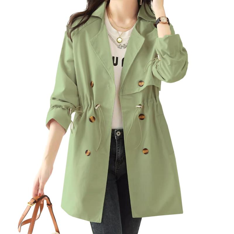 [アパンプ] スプリングコート 春 アウター ミドル丈 トレンチコート レディース M ～ 2XL レディース グリーン 2XL