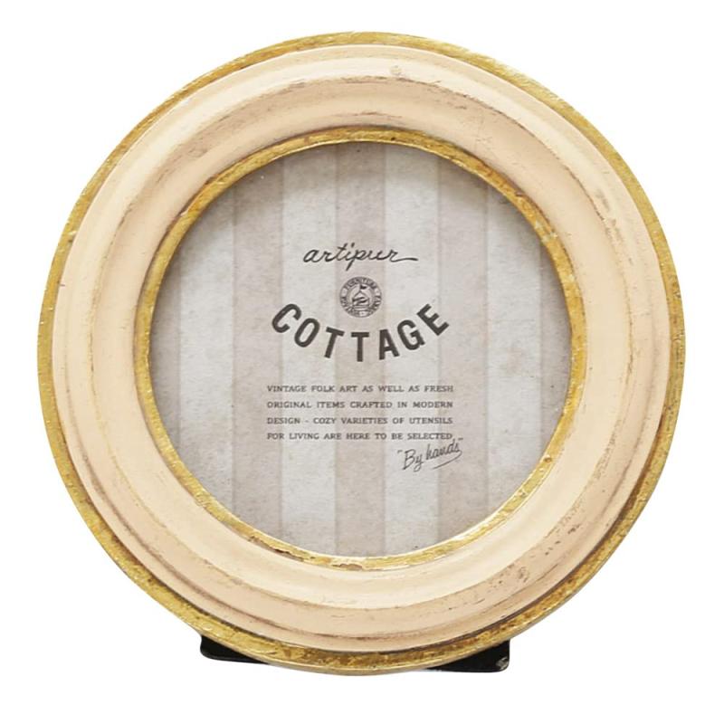 東京かんかん アンティークミニフォトフレーム 縦置き 壁掛け ラウンドアイボリー