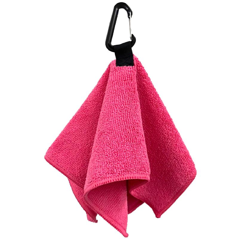 OZ UOMO マイクロファイバー タオル ループ付き カラビナ付き ゴルフ (ミニピンク)