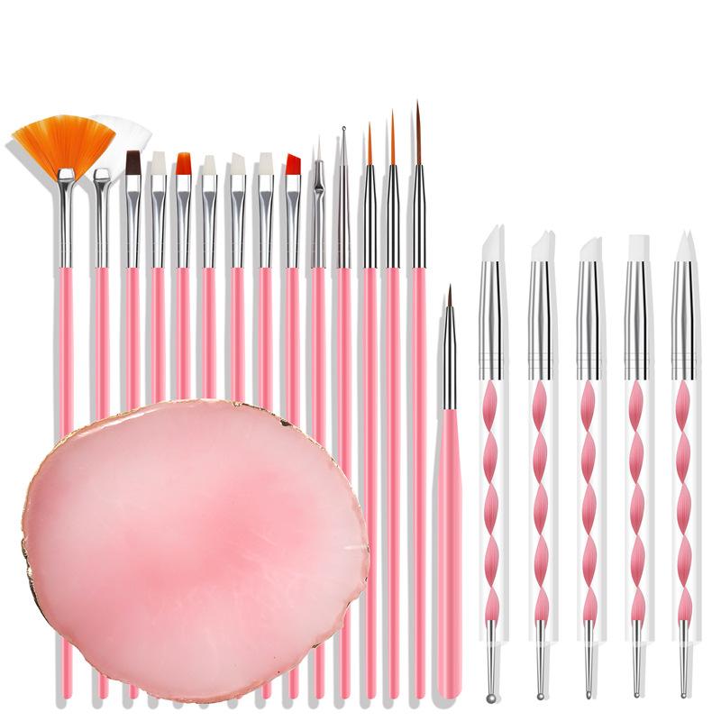 Nail Kit - ネイルツール ネイル ブラシ シリコン ヘッド 点 ドット ペン アゲート パレット セット キット