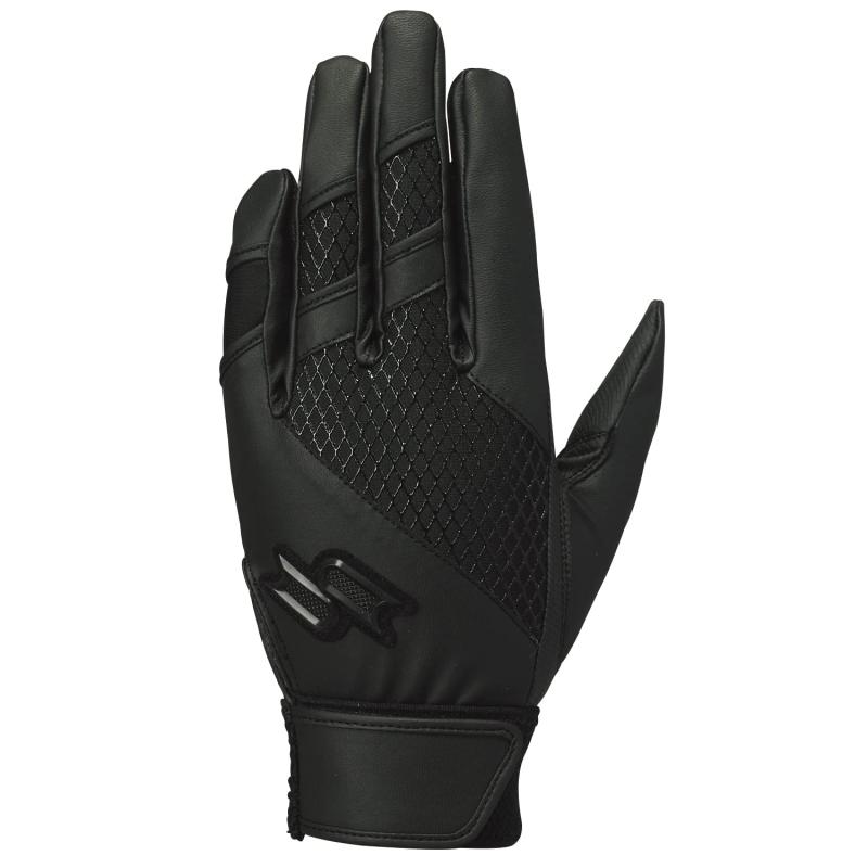 SSK(エスエスケイ) 野球 バッティング手袋 高校野球対応 両手 EBG3003W ブラック L