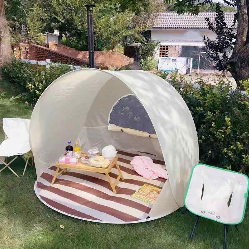 キッズ テント 子供用 春夏 折りたたみ 大型 防水 ポップアップ キャンプ ピクニック ビーチ 屋外 速開 ポリエステル ガラス繊維 2-3人用 軽量 収納袋 オフホワイト 米黄