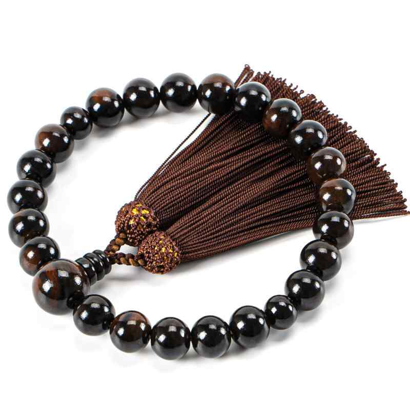 福正堂 数珠 【葬祭プロの監修 京都伝統工芸品】 念珠 男性用 葬儀 葬式 冠婚葬祭マナーBOOK付 縞黒壇 ..