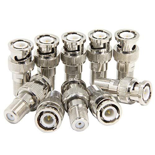 F BNC 変換 コネクタ 10個 銅材質 BNCオス-Fメス Wuernine 変換プラグ アダプタ 防犯カメラ 監視カメラ..