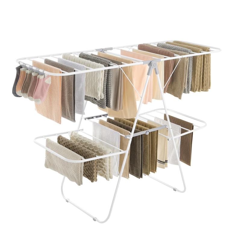 SONGMICS 物干しラック 室内 物干しスタンド バタフライ形洗濯干し 布団干し タオル干し 折り畳み 幅15..