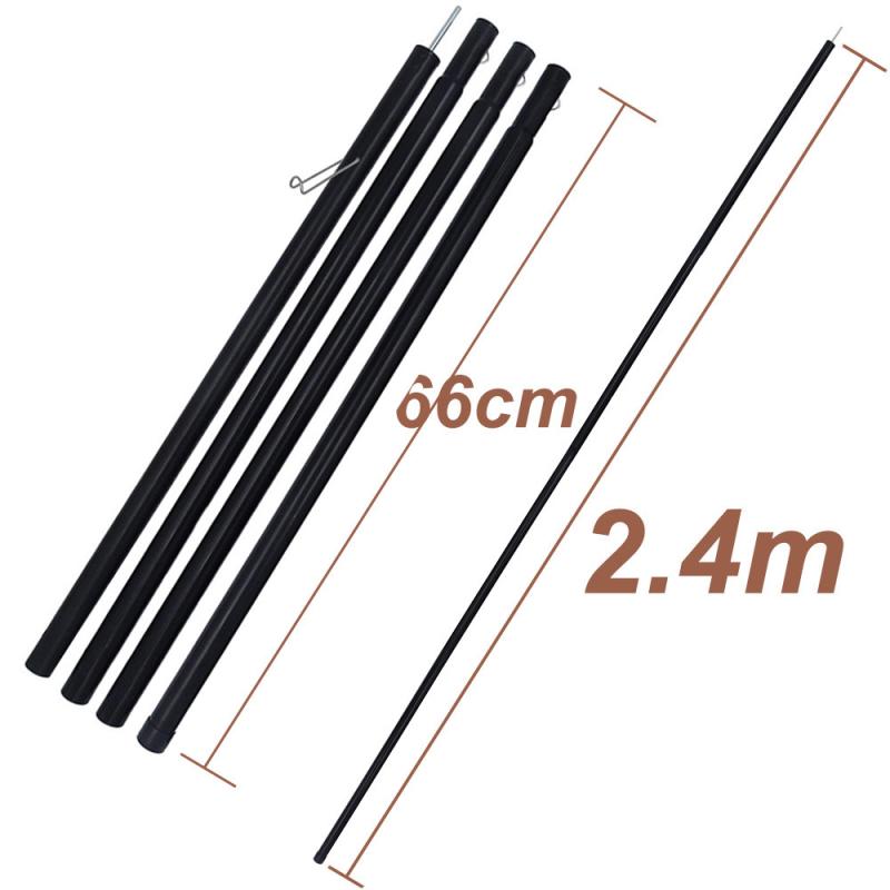 テント タープ ポール 鉄 支柱 240cm 2本 風縄 ペグ 収納袋 屋外 キャンプ シェー...