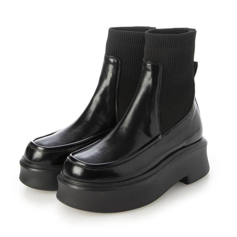 [イーボル] 軽量ニット厚底ブーツ