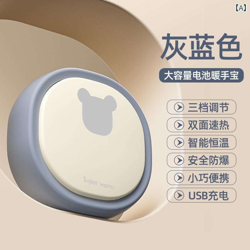 SUPERYOUの暖手宝 USB 充電式 学生 暖かい 手元 ポータブル コンパクト 持ち運び 便利 軽量 アルミ 放熱 1-3時間 ブルー ピンク｜アングル2