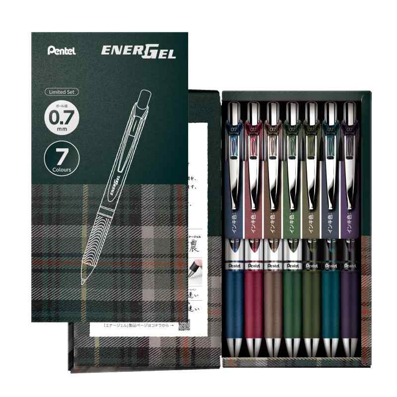 乐天商城 - ぺんてる ボールペン ゲルインキ エナージェル ノック式 0.7mm シルバー軸 BL77-L7 7色