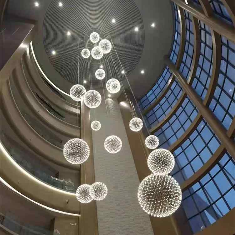 吊り下げライト 屋外 ステンレス LED 暖光 白光 ホテル 大堂 商業施設 装飾用 球型 複数サイズ