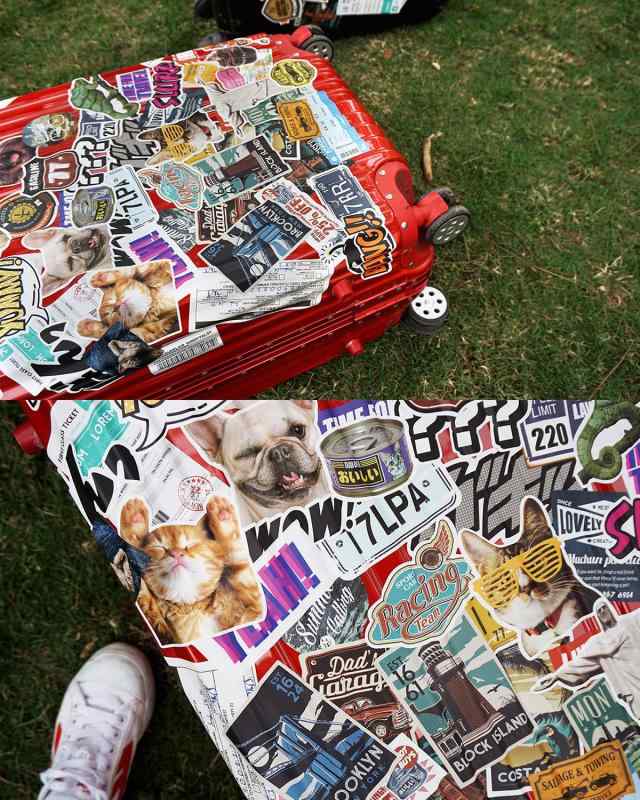 Chileeany「35枚セット」 防水 ステッカー レトロ ビンテージ スーツケース 防水紙 - スーツケース、スケートボード、ノート、車、自転車、 パソコン（World Tour）