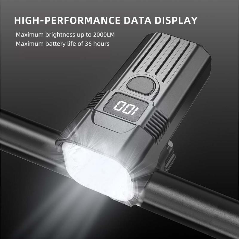 自転車 ライト 手電筒 メンズ レディース 黒 ハイパワー 2000LM USB-C 充電式 IPX5 防水 5段階 調整 夜間 長距離 照射 防雨 軽量 コンパクト 携帯