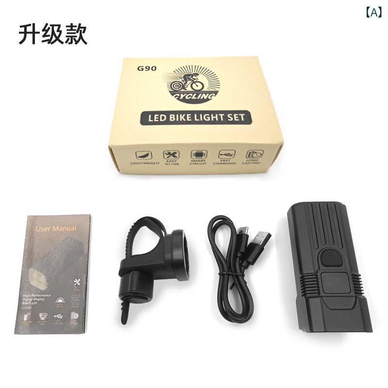 SUPERYOUの自転車 ライト 手電筒 メンズ レディース 黒 ハイパワー 2000LM USB-C 充電式 IPX5 防水 5段階 調整 夜間 長距離 照射 防雨 軽量 コンパクト 携帯｜アングル2