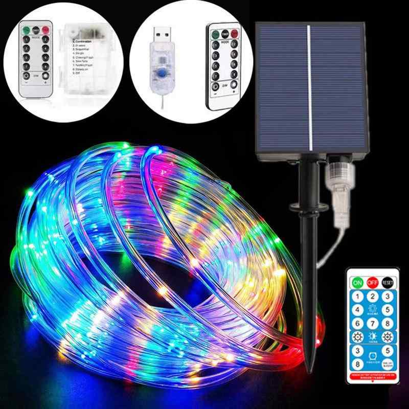 LED ロープライト 屋外 防水 カラフル チューブ ソーラー イルミネーション 管状 デコレーション ライト 暖白 白 ブルー 防水 ソーラー 屋外用 カラフル チューブ型 デコレーション 照明 暖白 白 ブルー