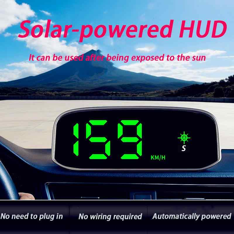 カー用品 HUD ヘッドアップディスプレイ 自動車用 液晶表示 太陽光発電 GPS ナビゲーション 速度表示 電子ドッグ ポータブル スクリーン 汎用 海外版 軽量 コンパクト リアルタイム表示