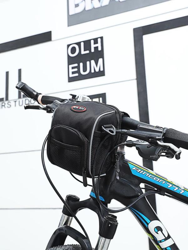 自転車 ハンドルバッグ 黒 5L ポリエステル 多用途