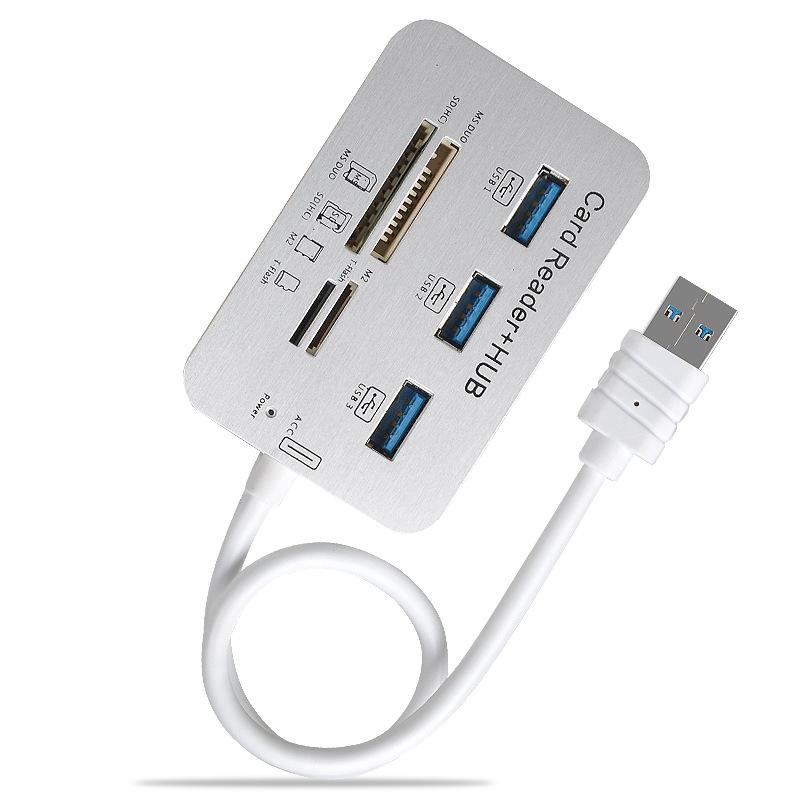 USBハブ USB3.0 高速 拡張 6ポート リーダー 0.3M 黒 シルバー