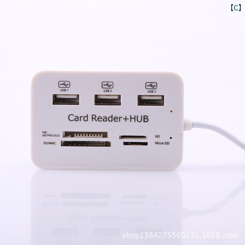 USBハブ USB3.0 高速 拡張 6ポート リーダー 0.3M 黒 シルバー - Image 2