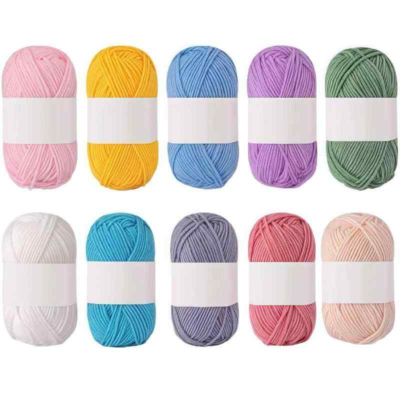 BUYUP コットン 手編み 毛糸 編み物 10色 1玉25g 約100m かぎ針編 編み糸 織り糸 みぬいぐるみ用糸 柔らかい糸 手作り DIY アクリル毛糸...