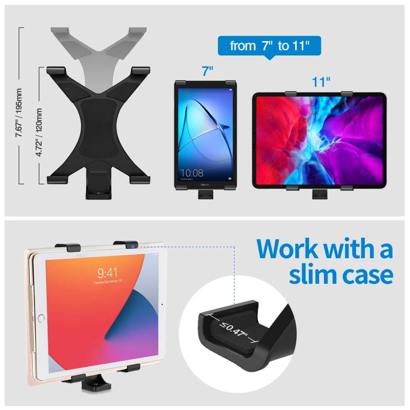 TiMOVO タブレット ホルダー 三脚 ipad 三脚 ホルダー タブレットスタンド 三脚 IPad三脚マウントアダプター 7-11インチ ipad ホルダー ブラケット 固定 自撮り棒 ABS製 耐久性 安定 ipad 11 A16 ipad 第10