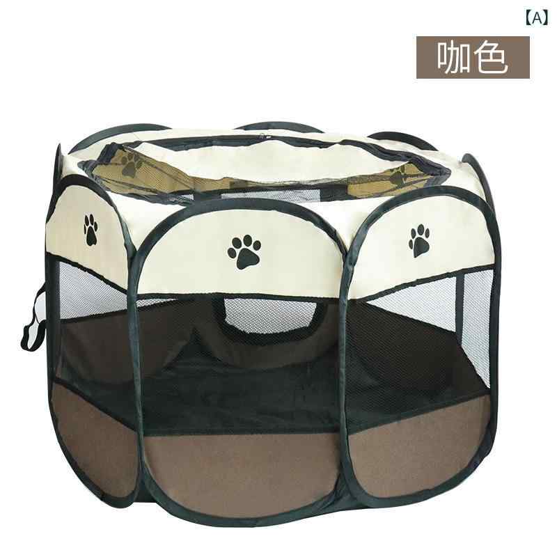 ペット ケージ 折りたたみ 猫 犬 兼用 八角 テント ペットハウス ブラウン ブルー ...