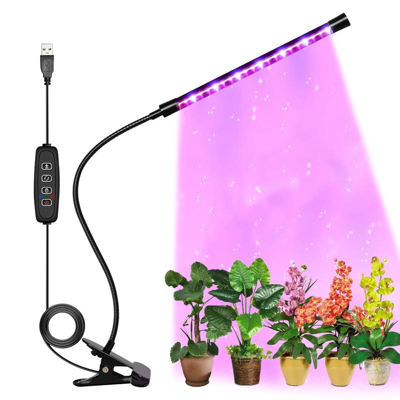 PAVIKE 植物育成ライト LED植物育成灯 タイマー機能 観葉植物 ライト（3 H/6 H/12 H） 360°調節可能 usb給電 3種類の点灯モード 9段調光 日照不足解消 多肉植物育成 家庭菜園 室内園芸 水草栽培 野