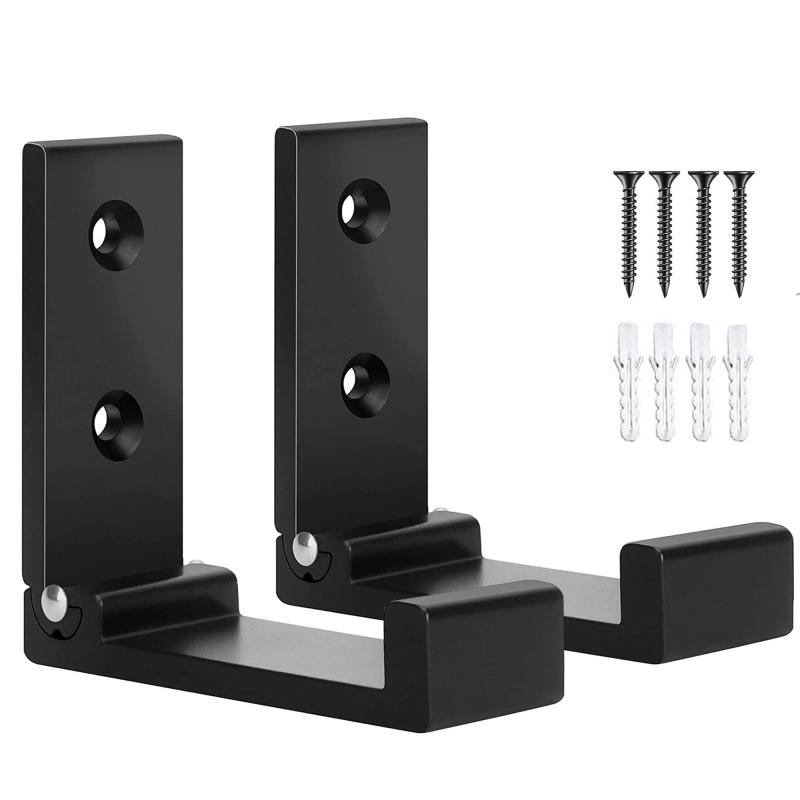 VKOSHA 壁掛けフック 折りたたみ式 アルミニウム合金 2個セット ブラック ネジ取り付け 壁 フック ルーム クローゼット バスルーム 収納 ブラック