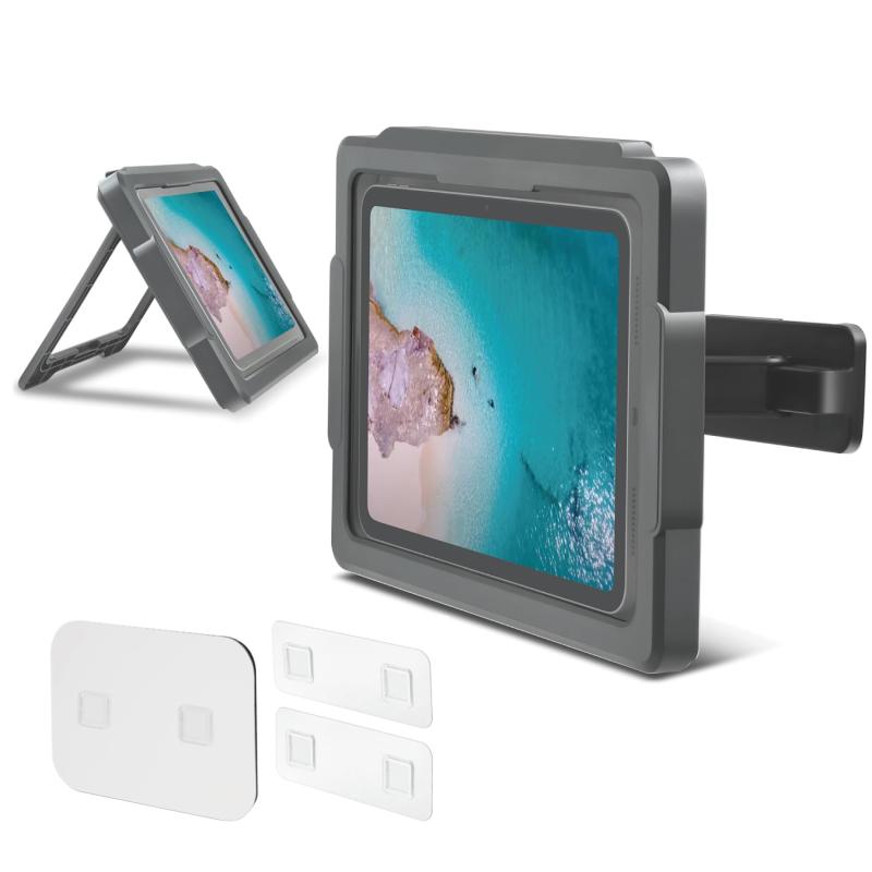 HOMEhome タブレット 防水ケース iPad お風呂 強力マグネット 360度回転 角度調節 前後 左右 スマホ兼用 11インチ 10インチ 9インチ 壁掛け スタンド 防霧 (ブラックグレー)の商品画像