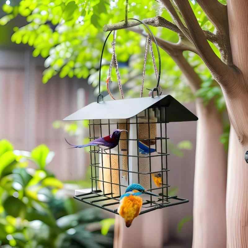 ペット 餌入れ 野鳥 金属 黒 墨緑 野外