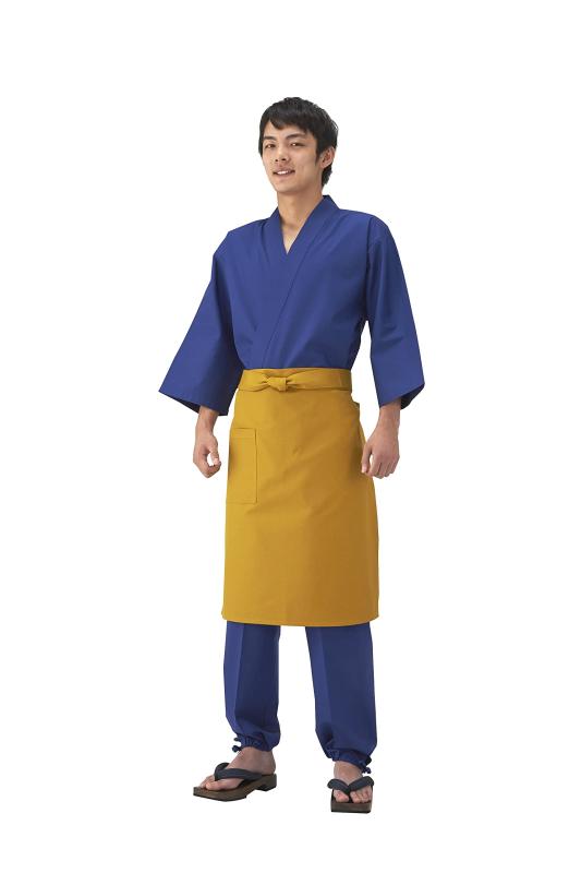 KOEI 日本製 和風ミドルエプロン (ハンプ) 丈64cm 綿100% 帆布 前掛け 男女兼用 M20 (ネイビー)
