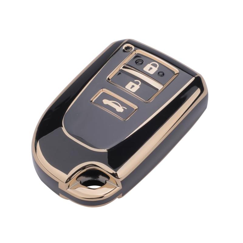 Kinotaka トヨタ 車用 TPU製3ボタン スマートキーケース 200系ハイエース レジアスエース 専用設計キーカバー ぴったりする (ブラック(3ボタン))