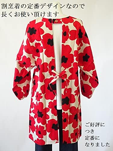 [ルナ パンダ] 百貨店 販売 日本 製 北欧 風 大きな 花 柄 割烹着 かっぽうぎ スモック 73525 (ブラック)